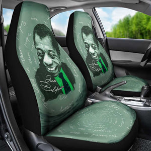 James Baldwin Car Seat Cover Green Handwritten Script Design Smiling Portrait Civil Rights and Literature - African Pride