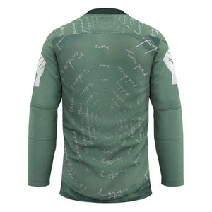 James Baldwin Hockey Jersey Green Handwritten Script Design Smiling Portrait Civil Rights and Literature - African Pride
