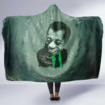 James Baldwin Hooded Blanket Green Handwritten Script Design Smiling Portrait Civil Rights and Literature - African Pride