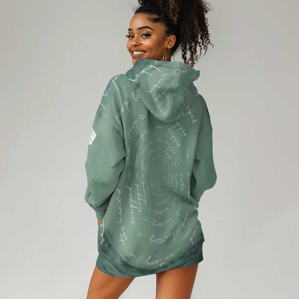 James Baldwin Hoodie Dress Green Handwritten Script Design Smiling Portrait Civil Rights and Literature - African Pride