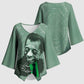 James Baldwin Kimono Sleeve Blouse Green Handwritten Script Design Smiling Portrait Civil Rights and Literature - African Pride