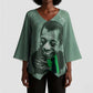 James Baldwin Kimono Sleeve Blouse Green Handwritten Script Design Smiling Portrait Civil Rights and Literature - African Pride