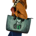 James Baldwin Leather Tote Bag Green Handwritten Script Design Smiling Portrait Civil Rights and Literature - African Pride