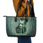 James Baldwin Leather Tote Bag Green Handwritten Script Design Smiling Portrait Civil Rights and Literature - African Pride
