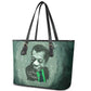 James Baldwin Leather Tote Bag Green Handwritten Script Design Smiling Portrait Civil Rights and Literature - African Pride