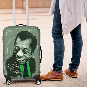 James Baldwin Luggage Cover Green Handwritten Script Design Smiling Portrait Civil Rights and Literature - African Pride