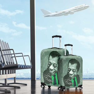James Baldwin Luggage Cover Green Handwritten Script Design Smiling Portrait Civil Rights and Literature - African Pride