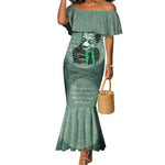 James Baldwin Mermaid Dress Green Handwritten Script Design Smiling Portrait Civil Rights and Literature - African Pride