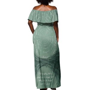 James Baldwin Off Shoulder Maxi Dress Green Handwritten Script Design Smiling Portrait Civil Rights and Literature - African Pride