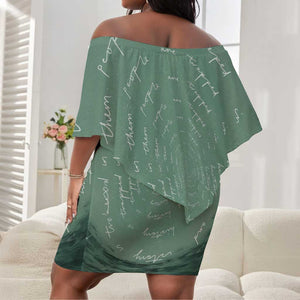 James Baldwin Off Shoulder Short Dress Green Handwritten Script Design Smiling Portrait Civil Rights and Literature - African Pride