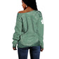 James Baldwin Off Shoulder Sweater Green Handwritten Script Design Smiling Portrait Civil Rights and Literature - African Pride