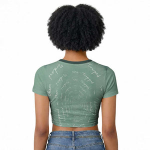 James Baldwin Raglan Cropped T shirt Green Handwritten Script Design Smiling Portrait Civil Rights and Literature TS04