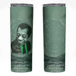 James Baldwin Skinny Tumbler Green Handwritten Script Design Smiling Portrait Civil Rights and Literature - African Pride