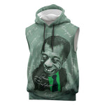 James Baldwin Sleeveless Hoodie Green Handwritten Script Design Smiling Portrait Civil Rights and Literature - African Pride