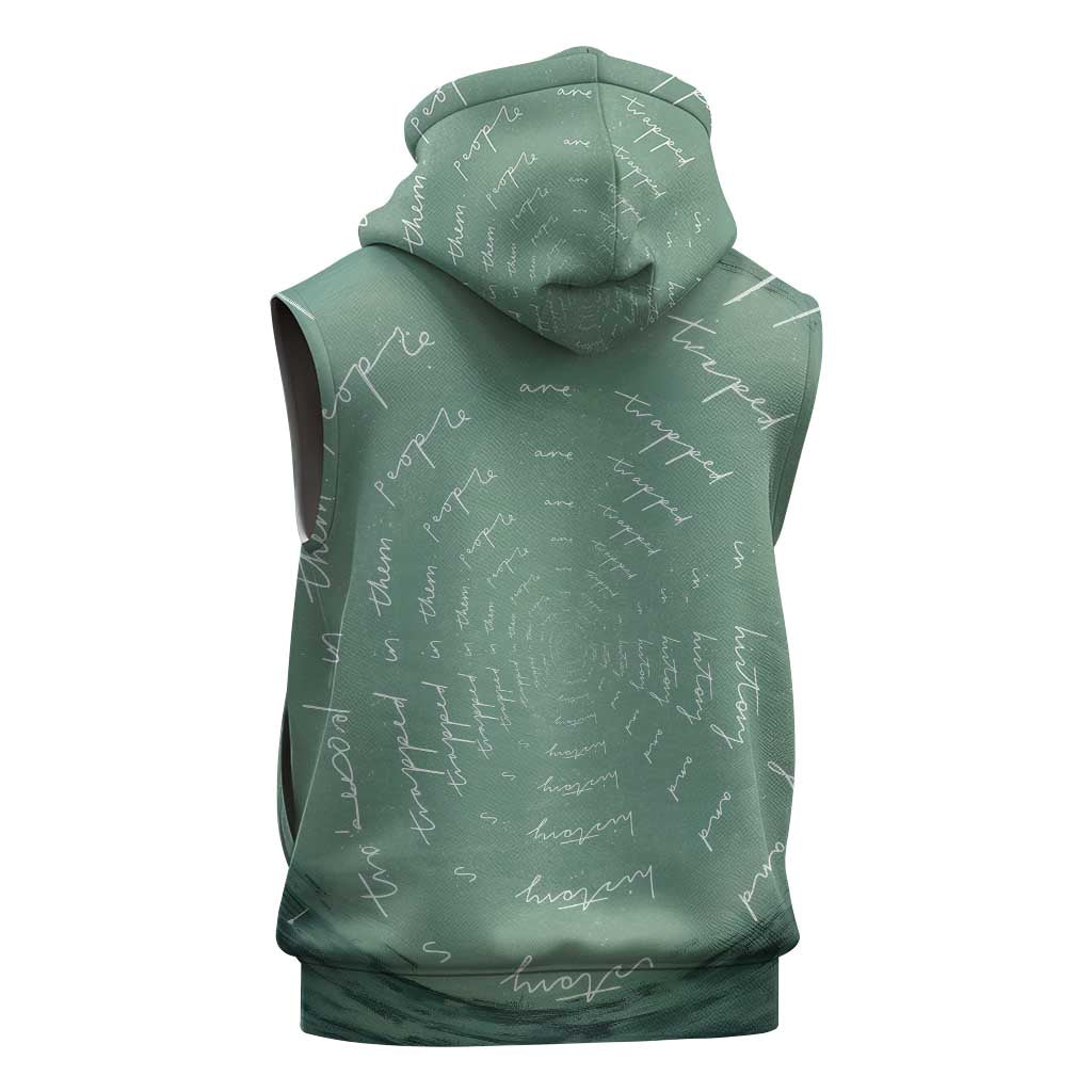 James Baldwin Sleeveless Hoodie Green Handwritten Script Design Smiling Portrait Civil Rights and Literature - African Pride