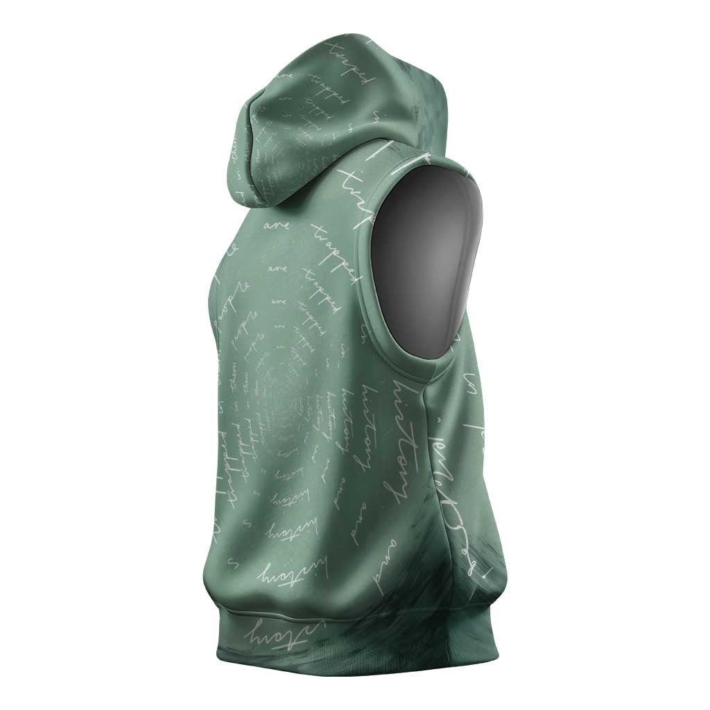 James Baldwin Sleeveless Hoodie Green Handwritten Script Design Smiling Portrait Civil Rights and Literature - African Pride