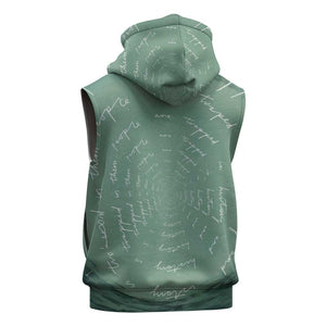 James Baldwin Sleeveless Zip Hoodie Green Handwritten Script Design Smiling Portrait Civil Rights and Literature - African Pride
