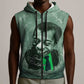 James Baldwin Sleeveless Zip Hoodie Green Handwritten Script Design Smiling Portrait Civil Rights and Literature - African Pride