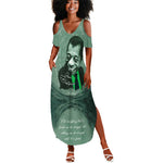 James Baldwin Summer Maxi Dress Green Handwritten Script Design Smiling Portrait Civil Rights and Literature TS04