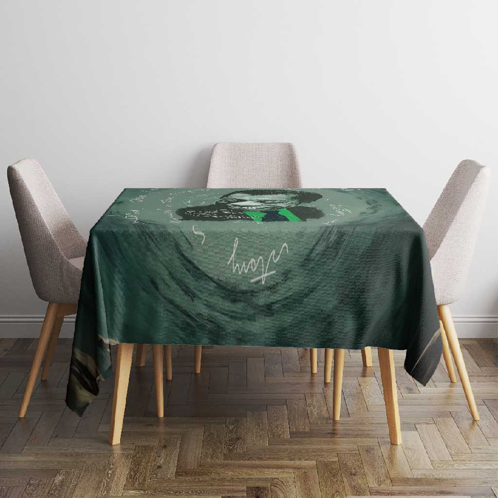 James Baldwin Tablecloth Green Handwritten Script Design Smiling Portrait Civil Rights and Literature - African Pride