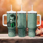 James Baldwin Tumbler With Handle Green Handwritten Script Design Smiling Portrait Civil Rights and Literature - African Pride