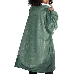 James Baldwin Wearable Blanket Hoodie Green Handwritten Script Design Smiling Portrait Civil Rights and Literature - African Pride