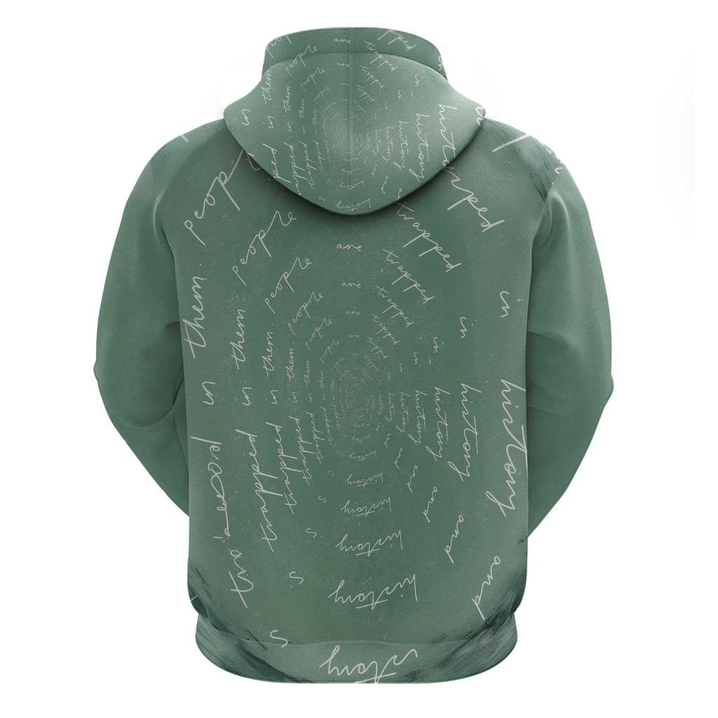 James Baldwin Zip Hoodie Green Handwritten Script Design Smiling Portrait Civil Rights and Literature - African Pride