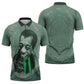 James Baldwin Zipper Polo Shirt Green Handwritten Script Design Smiling Portrait Civil Rights and Literature - African Pride