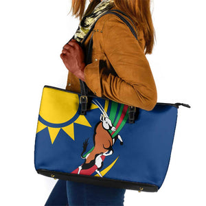African Fish Eagle Namibia Leather Tote Bag Gemsbok Supporters Style