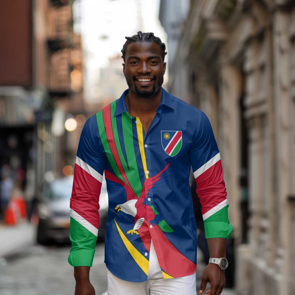 African Fish Eagle Namibia Long Sleeve Button Shirt Gemsbok Supporters Style