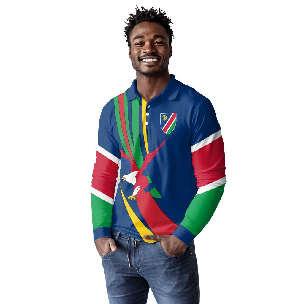 African Fish Eagle Namibia Long Sleeve Polo Shirt Gemsbok Supporters Style