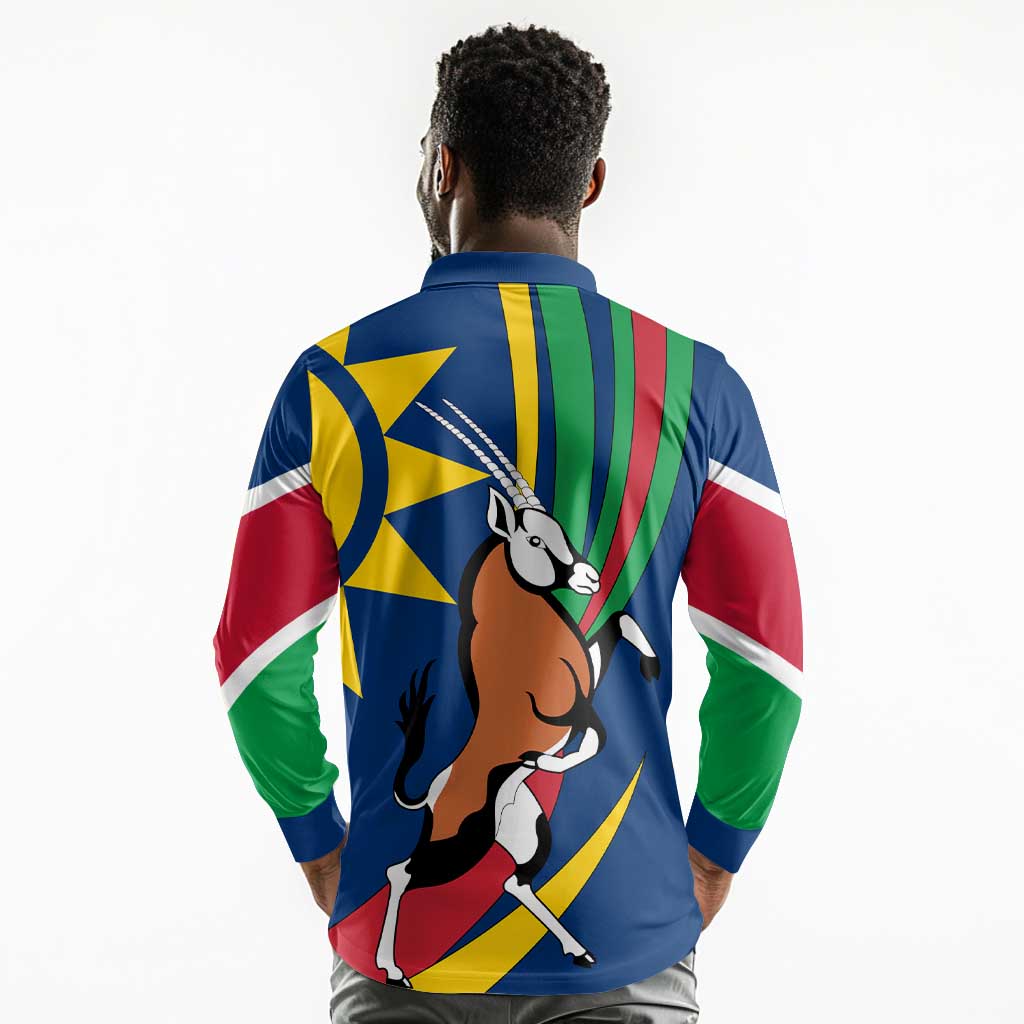 African Fish Eagle Namibia Long Sleeve Polo Shirt Gemsbok Supporters Style