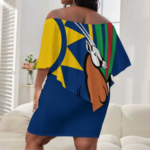 African Fish Eagle Namibia Off Shoulder Short Dress Gemsbok Supporters Style