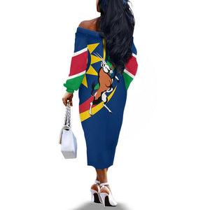 African Fish Eagle Namibia Off The Shoulder Long Sleeve Dress Gemsbok Supporters Style