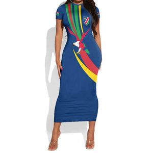 African Fish Eagle Namibia Short Sleeve Bodycon Dress Gemsbok Supporters Style TS04