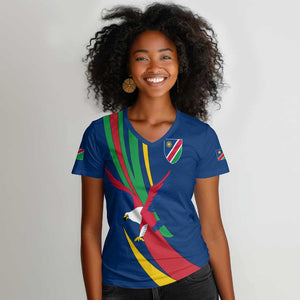 African Fish Eagle Namibia Women V-Neck T-Shirt Gemsbok Supporters Style