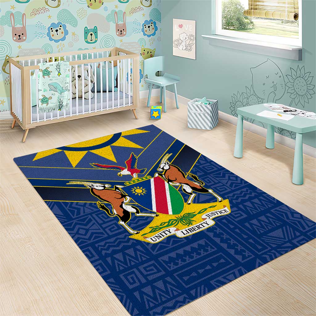 Namibia Yellow Sun Area Rug Sporty Style with Traditional Patterns