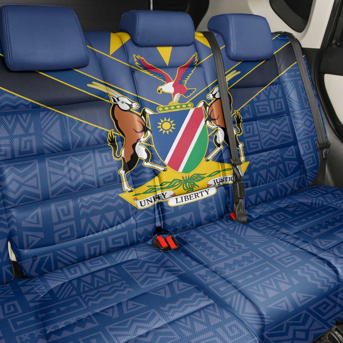 Namibia Yellow Sun Back Car Seat Cover Sporty Style with Traditional Patterns