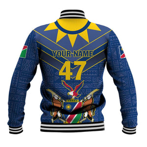 Namibia Yellow Sun Baseball Jacket Sporty Style with Traditional Patterns