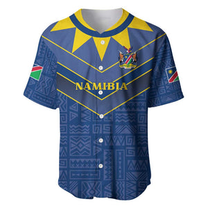 Namibia Yellow Sun Baseball Jersey Sporty Style with Traditional Patterns