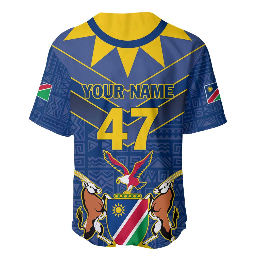 Namibia Yellow Sun Baseball Jersey Sporty Style with Traditional Patterns