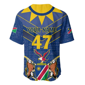 Namibia Yellow Sun Baseball Jersey Sporty Style with Traditional Patterns