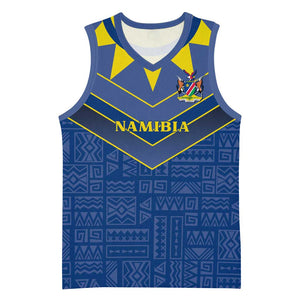 Namibia Yellow Sun Basketball Jersey Sporty Style with Traditional Patterns - African Pride