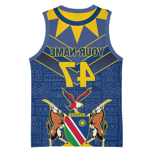 Namibia Yellow Sun Basketball Jersey Sporty Style with Traditional Patterns - African Pride