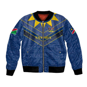 Namibia Yellow Sun Bomber Jacket Sporty Style with Traditional Patterns