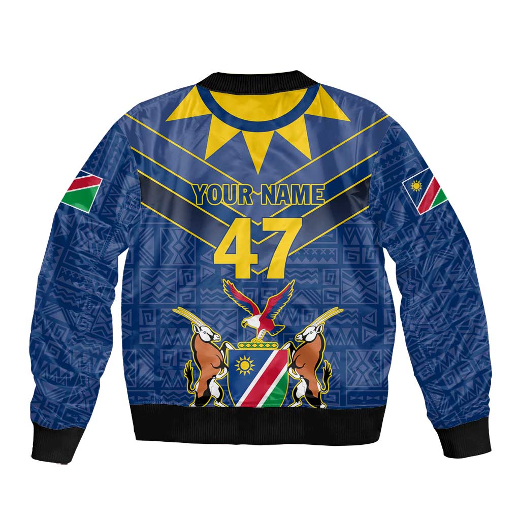 Namibia Yellow Sun Bomber Jacket Sporty Style with Traditional Patterns