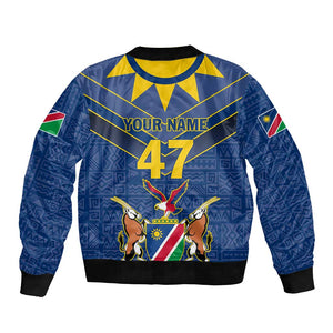 Namibia Yellow Sun Bomber Jacket Sporty Style with Traditional Patterns