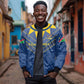 Namibia Yellow Sun Bomber Jacket Sporty Style with Traditional Patterns