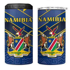 Namibia Yellow Sun 4 in 1 Can Cooler Tumbler Sporty Style with Traditional Patterns