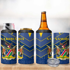 Namibia Yellow Sun 4 in 1 Can Cooler Tumbler Sporty Style with Traditional Patterns